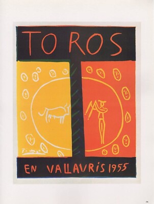 1989 VINTAGE ''TOROS EN VALLAURIS 1955'' PICASSO Color offset Lithograph