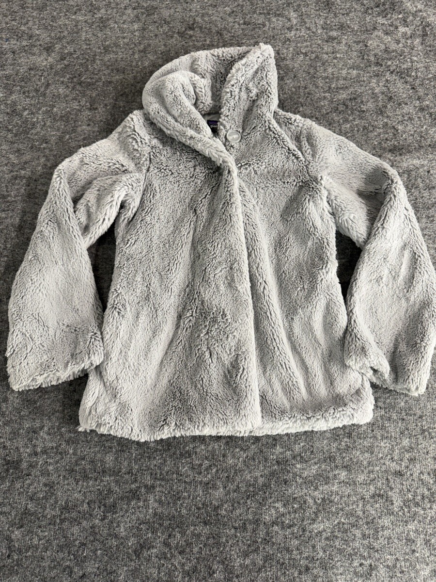 Patagonia Jacket Girl's Large 12 Grayish Blue Fleece 2 Button Coat