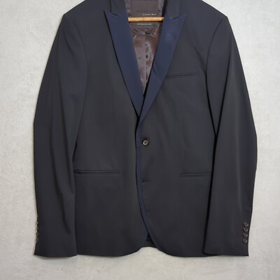 Black Tag by ZARA Man Blazer Jacket US42 EU52 Black Blue Peak