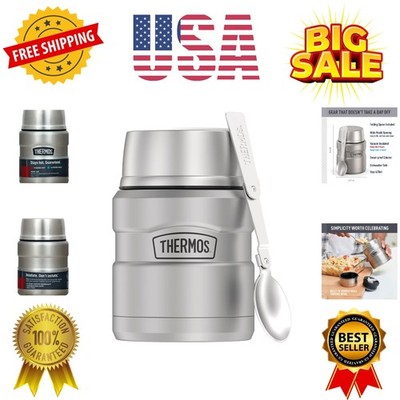 Stainless King Vacuum-Insulated Food Jar with Spoon, 16 Ounce, Matte Stainles...