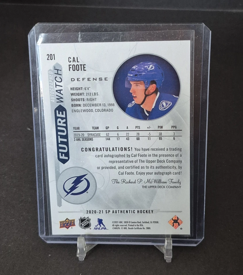2020-21 Sp Authentic Future Watch Auto /999 Cal Foote #201 - Image 2 of 3