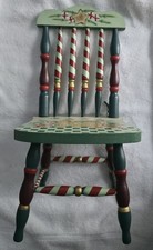 Silla miniatura vintage pintada a mano de madera de pan de jengibre de Navidad decoración de arte popular