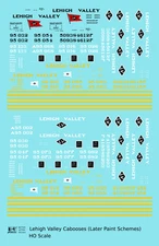 K4 HO Scale Decals Lehigh Valley Caboose Black, White and Yellow Late Schemes