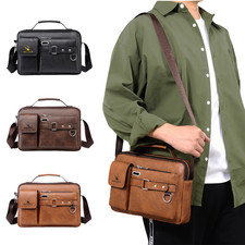 Wear-resistant PU Leather Men's Shoulder Bag Crossbody Bag Fit For 8 Inch Laptop