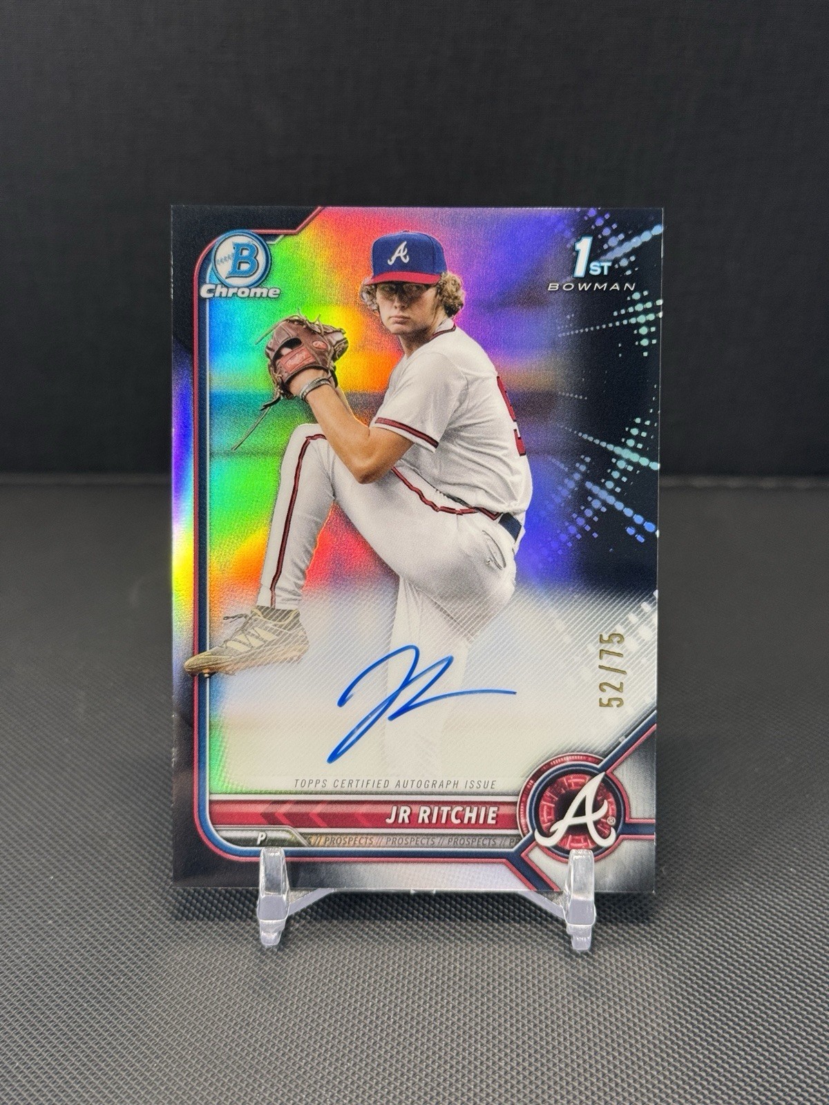 2022 Bowman Draft Chrome JR Ritchie Black Refractor Auto /75 1st Prospect Braves