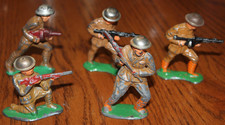 Lot of 5 Barclay Manoil Cast Metal Toy Soldiers "Dimestore" 1940's WW1 w/ Guns A