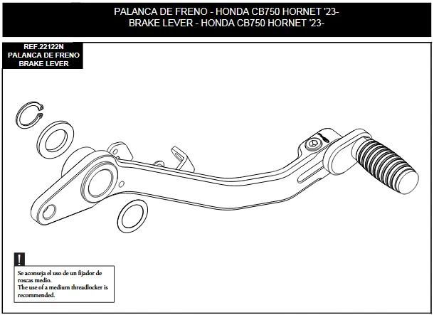 Puig Ajustable Palanca Freno Trasero Pie Pedal Negro Honda CB750 Hornet 2023- - Imagen 3 de 4