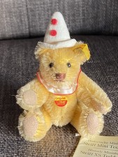 RARE Steiff 3.5 Jtd Miniature XS Gold Clown Teddy Bear Mohair New W/ Tags CUTE