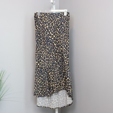 Maeve Anthropologie Leopard Midi Skirt M High Low