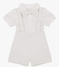 Baby Boys Formal Suit Set Short Sleeve Romper Suspenders Shorts Bow tie