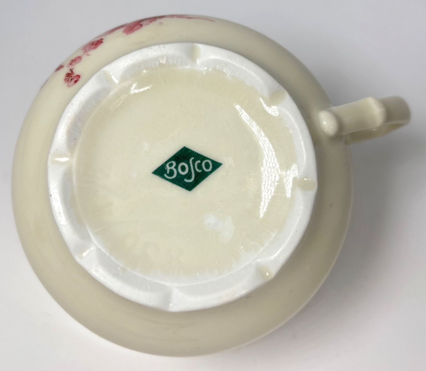 BOFCO Vintage Tea Cup Saucer & Under Plate Porcelain Floral Rose Creamy White