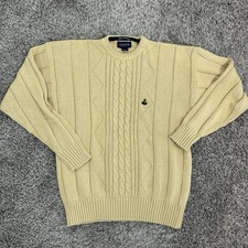 Gant Mens M 100 Cotton Hand Framed Knit Crewneck Sweater Yellow Gold Preppy