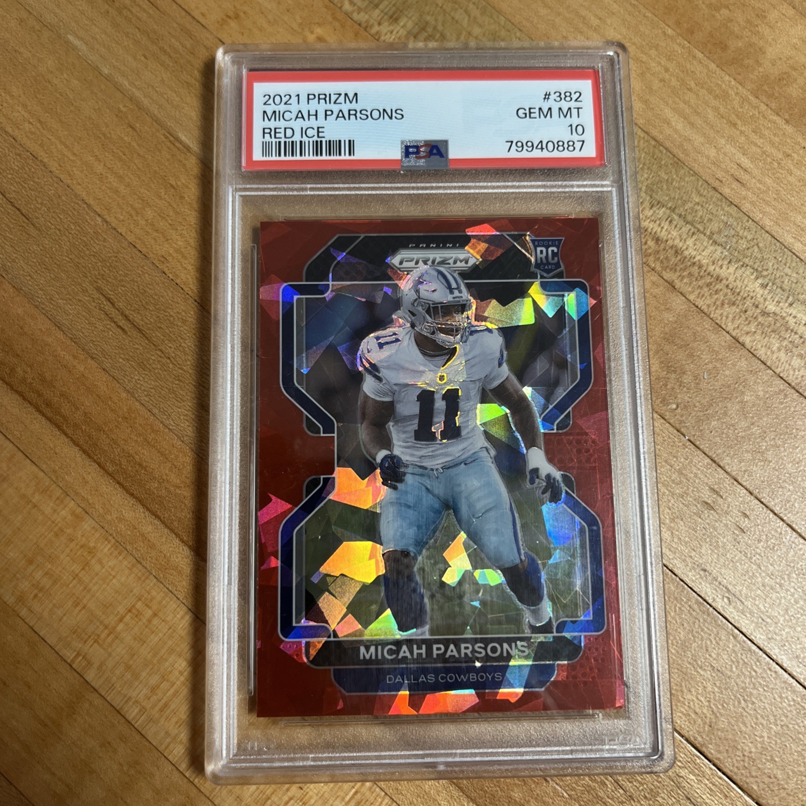 2021 Micah Parsons Panini Prizm #382 Red Ice Rookie Card RC PSA 10