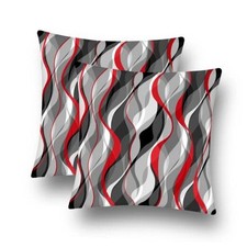 Black and Grey Throw Pillow Covers Set of 2 Modern 18" x 18" Pack of 2 Red