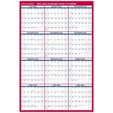 AT-A-GLANCE Erasable Calendar 2025-2026, Dry Erase Wall 48"W x 32"H, White
