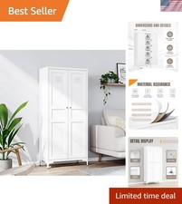 Metal Storage Cabinet with 2 Doors and 4 Adjustable Shelves 61 Inch Tall Steel