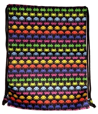 SPACE INVADERS DRAWSTRING BAG NEW UNUSED COLORFUL ALIEN PATTERN ATARI GAME TAITO