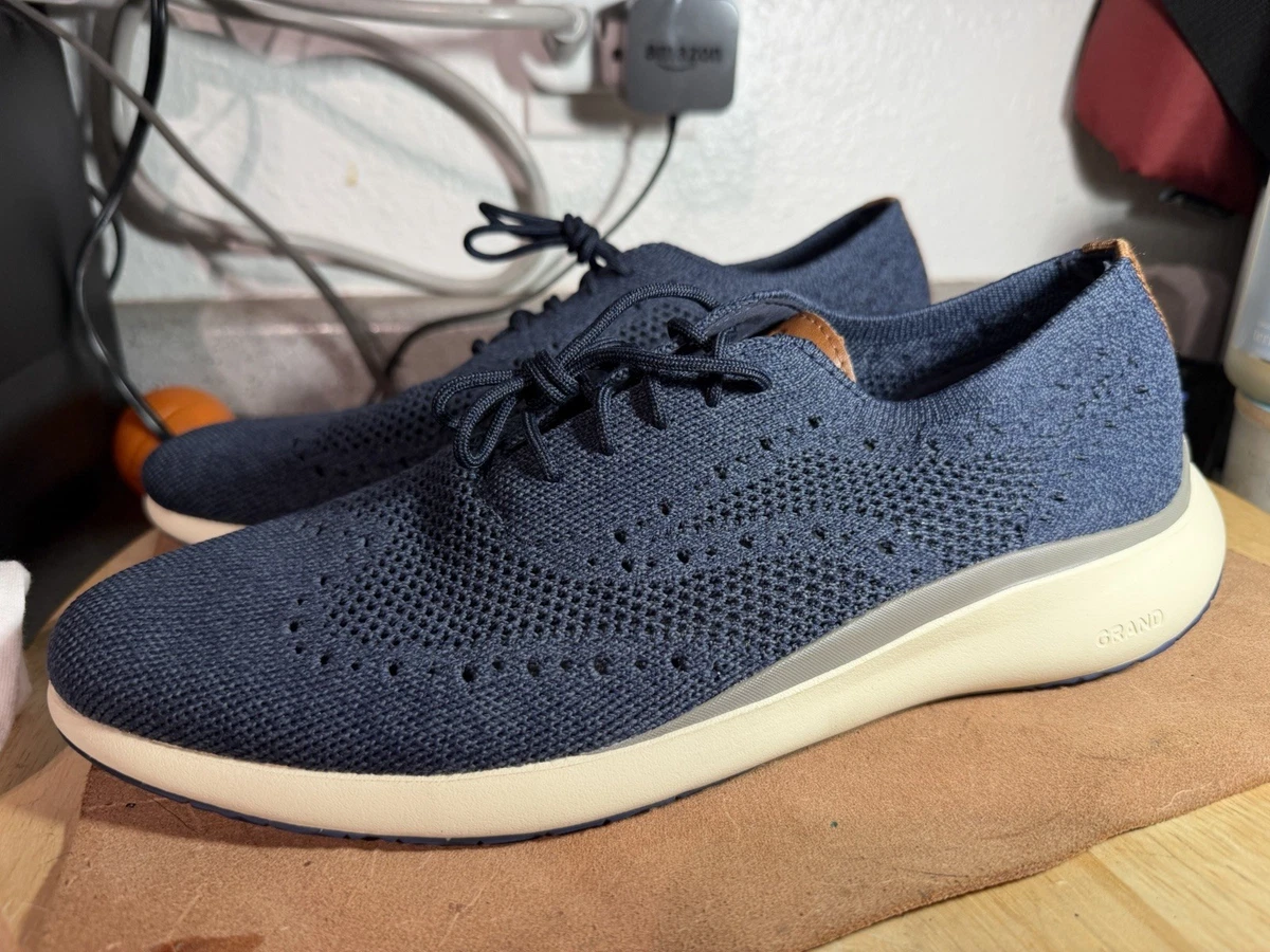 Coke Haan GRAND.ØS Blue Knit Saddle Leather Men’s Sz 11.5 Cole Haan Grand.Os Casual Shoes for Men for sale - eBay main image 2