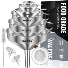 Stainless Steel Funnel, Walfos 6 Different Sizes of 6pcs 1.8cm to 5.7in 