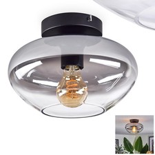 HOFSTEIN Galatina Lampa sufitowa Lampa wykonana z metalu / szkła Czarna / Chrom / Dymna