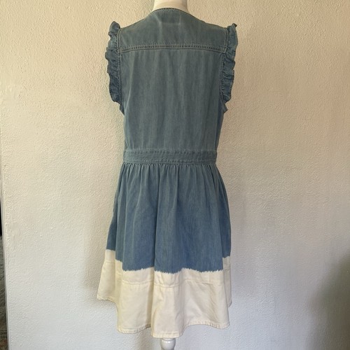 Kade Spade Dip-Dyed Denim Dress Size 12 V Neck Tiered Bottom 2 Pocket - Picture 6 of 24