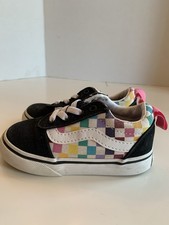 VANS Off The Wall Toddler V White Rainbow Check Low Sneakers Shoes 6 sh2