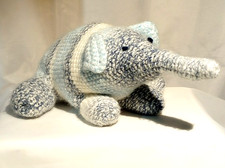 Adorable Hand Crochet. Blue, White, Elephant