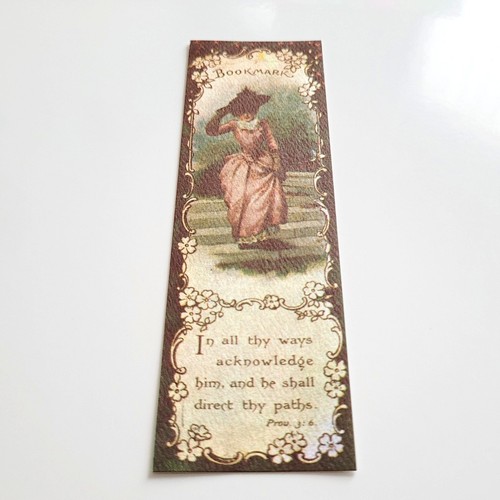 Vintage 70s Proverbs Scripture Lady Bookmark Evergreen Press- 1800s Reproduction - 第 7/10 張圖片