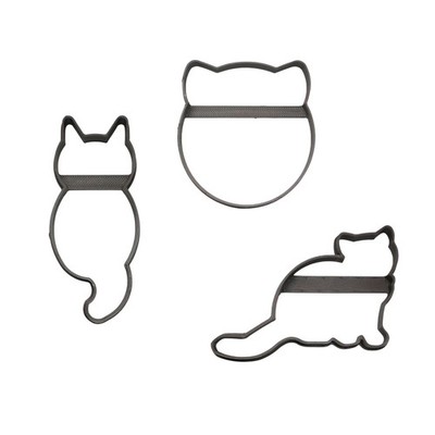 Cat Poses Kitty Face Sitting Laying Set Of 3 Cookie Cutters Made In USA PR1728