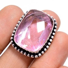 Handmade Jewelry 925 Sterling Silver Pink Amethyst Gemstone Elegant Ring 6.5 US