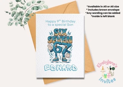 KIRSTYJANE'S INVITES PERSONALISED GREETINGS CARD BIRTHDAY PARTY ITALIAN BRAINROT 67 SON GRANDSON