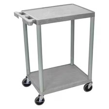 Utility Cart With Lipped Plastic Shelves, 300 Lb Load Capacity, 2 Shelves, 24