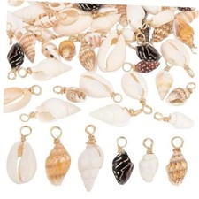 Shell Pendants Spiral Seashells Craft Charms Cowrie 0.6 1.1 inch Light Gold