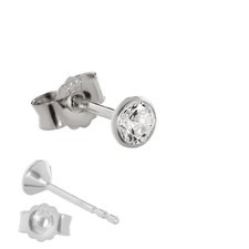 Single Ohrstecker Weiß Gold 333er 4,0mm Cubic Zirkonia Damen Herren Einzel 3751