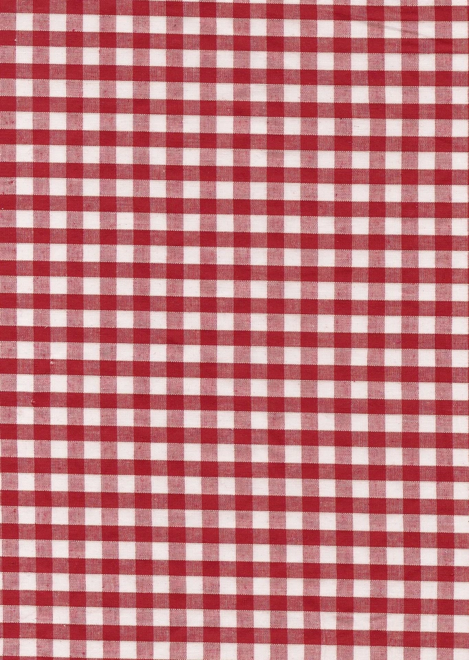 Red & White 1/4" Gingham check fabric/material - 1 full metre