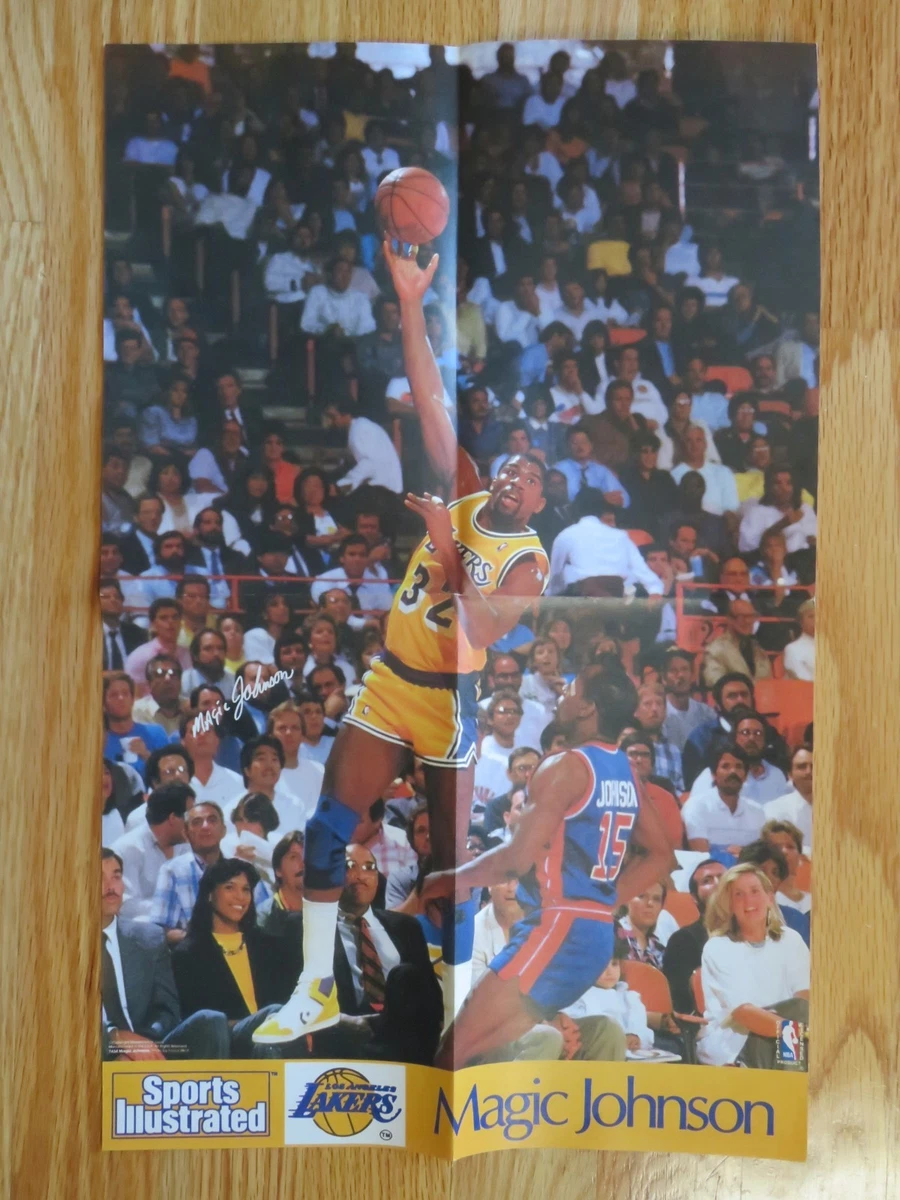 Affiche Vintage Magic Johnson Los Angeles Lakers, Sport Illustré, 23x35 Pouces