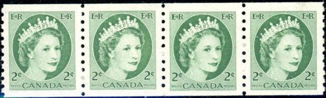 Canada Stamp JUMP STRIP#345IV-REPAIR PASTE UP - Queen Elizabeth II (1954) 2¢ ...