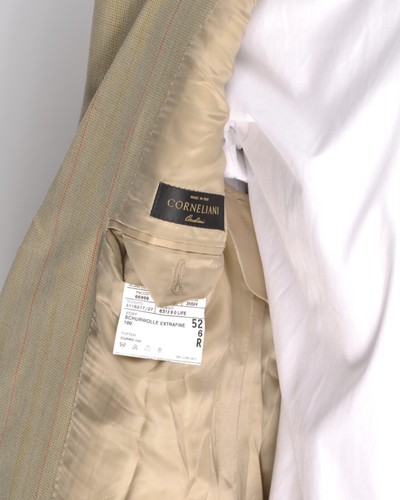 Men's CORNELIANI MERINO Wool Check Beige Suit Blazer Jacket Size EU 52 / UK 42 - Picture 7 of 9