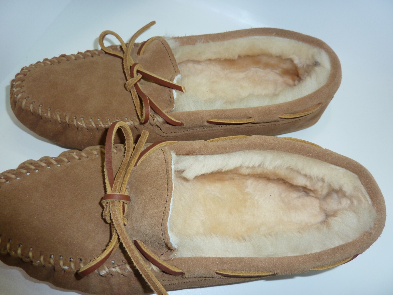 PANTOFOLA D’ORO Mocassino Minnetonka donna 3311 marrone chiaro pelle di pecora 9 suola morbida