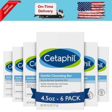 CETAPHIL Gentle Cleansing Bar Soap Nourishing Dry Sensitive Skin 4.5oz, 6-Pack