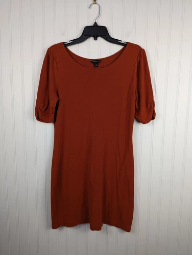 Banana Republic Women's Dress Burnt Orange Rouched Sleeve Pullover Size M