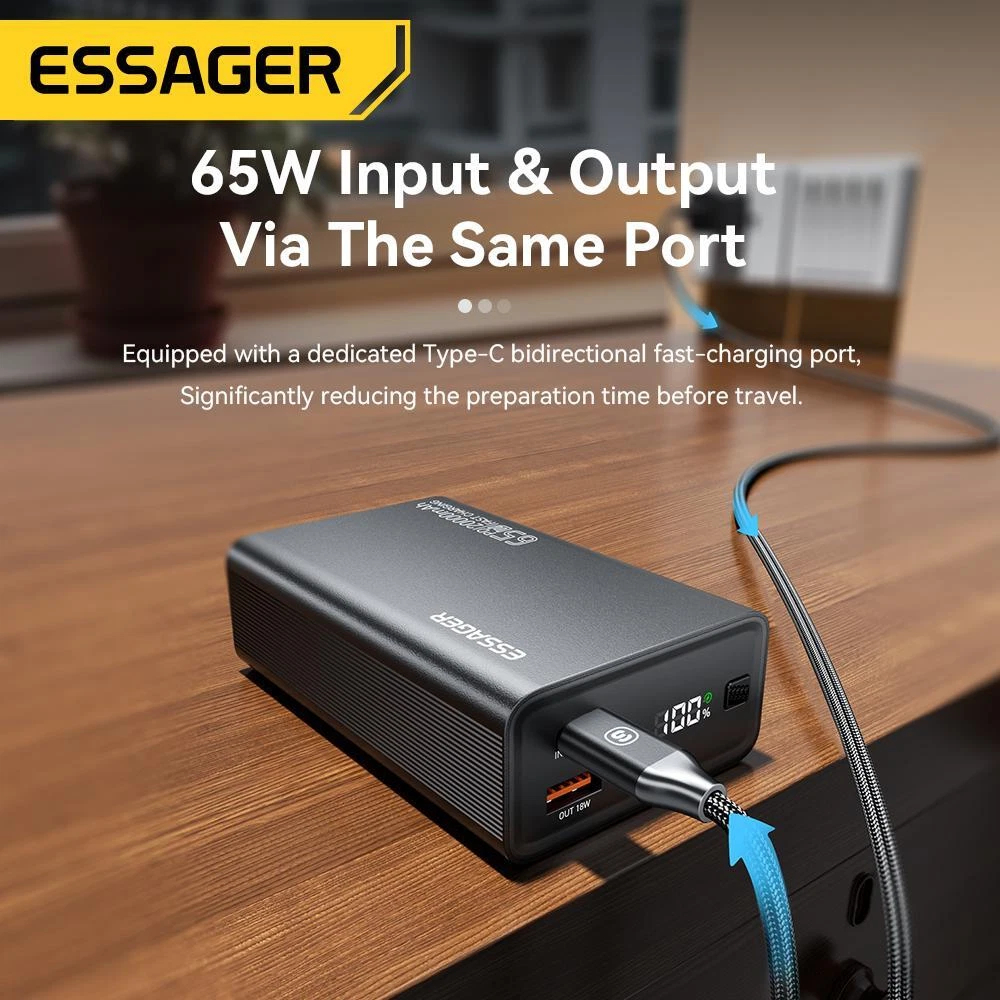 Power Bank 20000mah Mobile Phone Plastic Medium Black 2-usb 5v Backup 65w Power Bank 20000mah Mobile Phone Plastic Medium Black 2-usb 5v Backup 65w