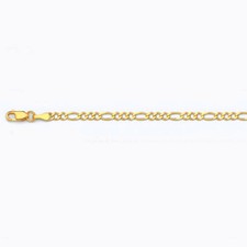 14k Yellow Gold 2.5mm Solid Figaro Chain Bracelet Size 7"-9"