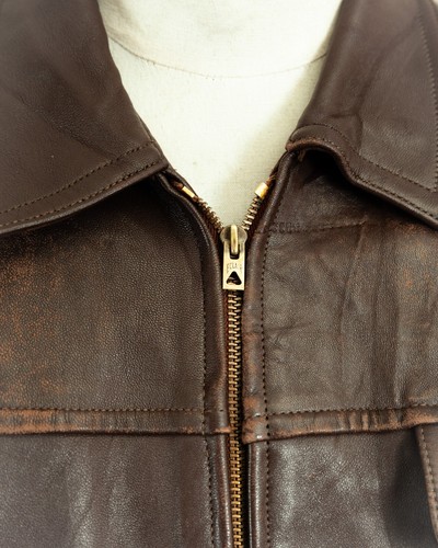 Vintage 1950s French Leather Work Jacket Chore Coat - Picture 10 of 24