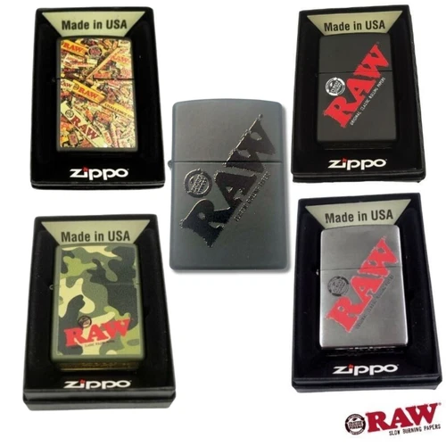 Official RAW Zippo Lighter Windproof Refillable Lighter Black Silver Camo Logo