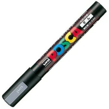 Uni Posca PC5M.26 Water-Based Paint Marker, Medium Point, Silver