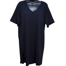 Fashion Nova Women's Black V Neck Casual Oversized T-Shirt Dress Size Large