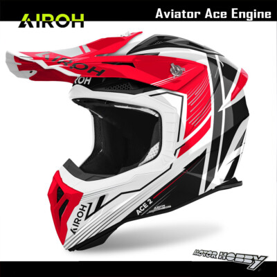 HELM AIROH FIBER CROSS ENDURO AVIATOR ACE 2 ECE 22.06 MOTOR ROT GLÄNZEND