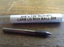 .015" 4 FLUTE LONG REACH CARBIDE BALL END MILL .015" X 1/8" X 1/8" X 1-1/2"
