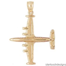 New 14k Gold Airplane Pendant